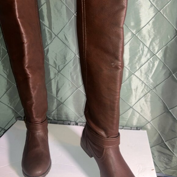 Robynne JustFab Brown over the knee leather fashion boots Sz.‎ 8 - Picture 3 of 10